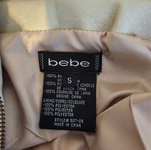 bebe rare rainbow multicolor rabbit fur coat sz S preppy Y2K lined - Picture 8 of 13